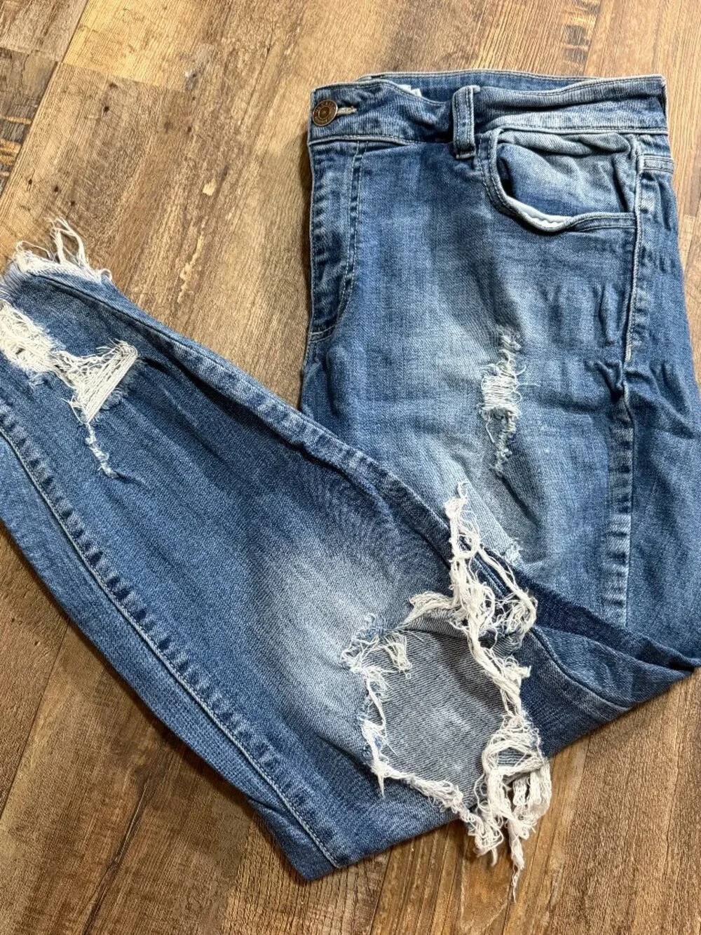 Ms. Cello Women's Size 14 Distressed Ripped Blue Denim Jeans